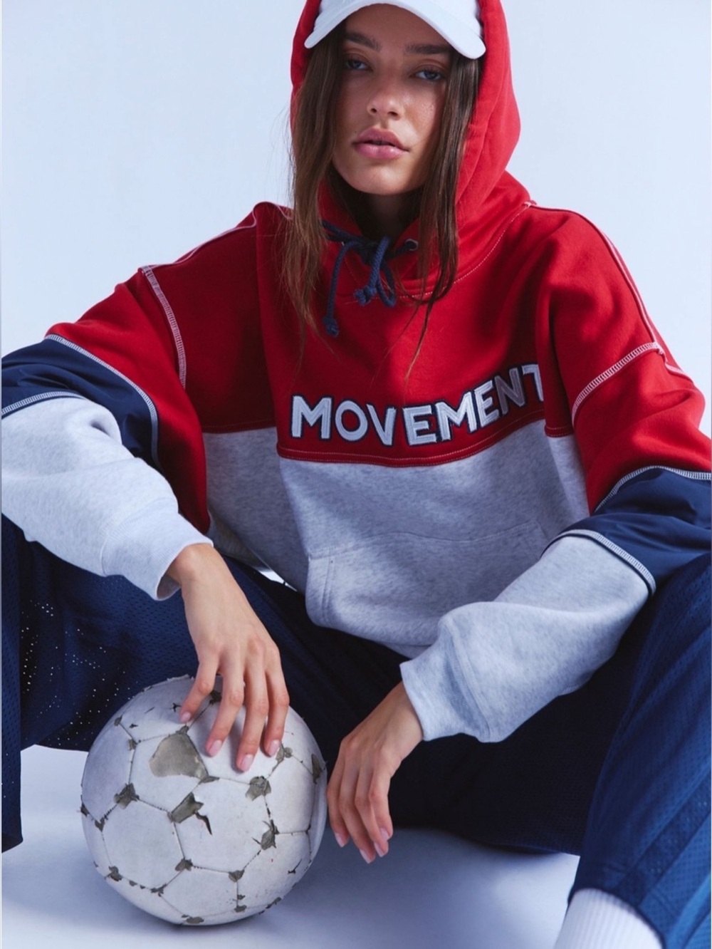 NWT Free People Movement S Final Call Colorblock Logo Hoodie in Cranberry Combo - Picture 4 of 7